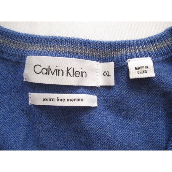 Men Calvin Klein Extra Fine Merino V Neck Pullover Sweater Sz XXL (MT656) - Picture 2 of 9